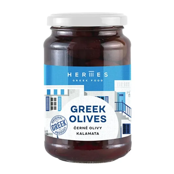 Hermes Černé olivy Kalamata bez pecky v nálevu 370 g